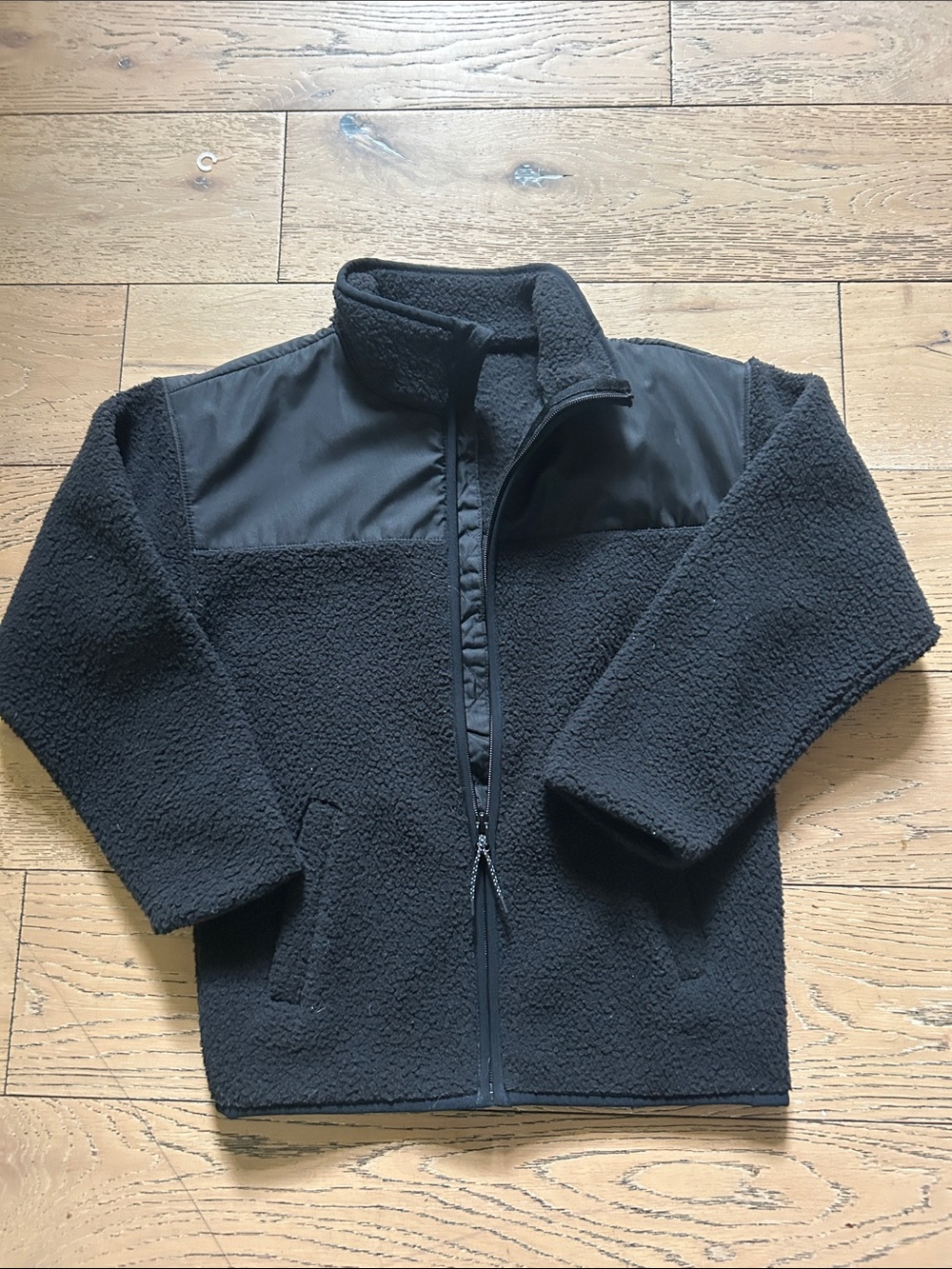 Kids Black Fleece Zip-Up Jacket